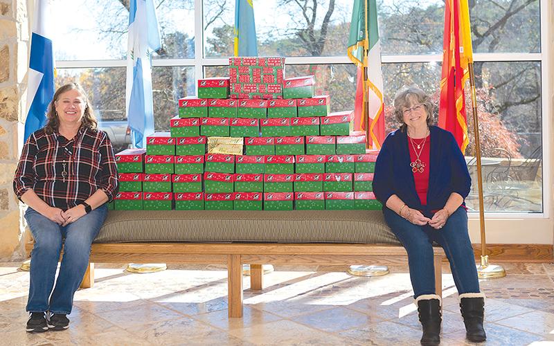 Beth Huebner (left) and Linda Harris helped make Operation Christmas Child a success at Tallulah Falls School.