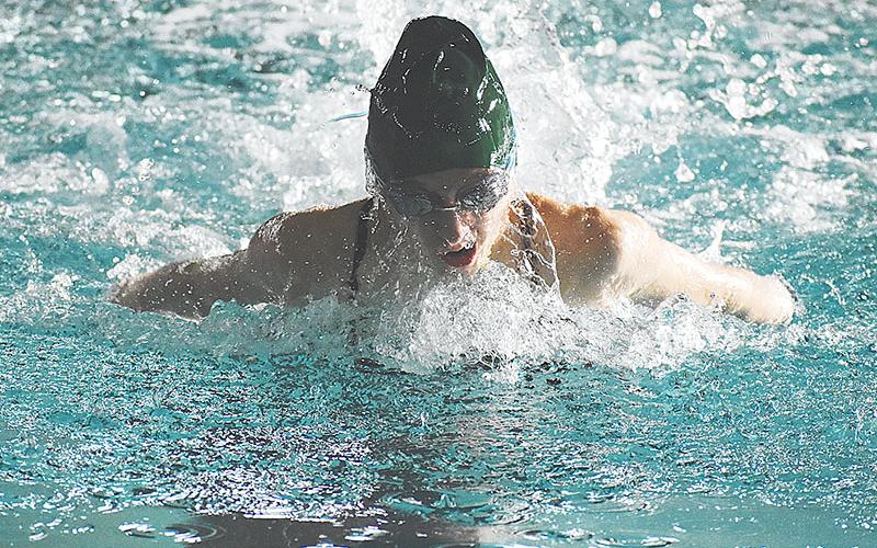 Tallulah Falls’ Halle Weyrich swims the 200 individual medley at Saturday’s opening meet in Clarkesville. MATTHEW OSBORNE/Staff