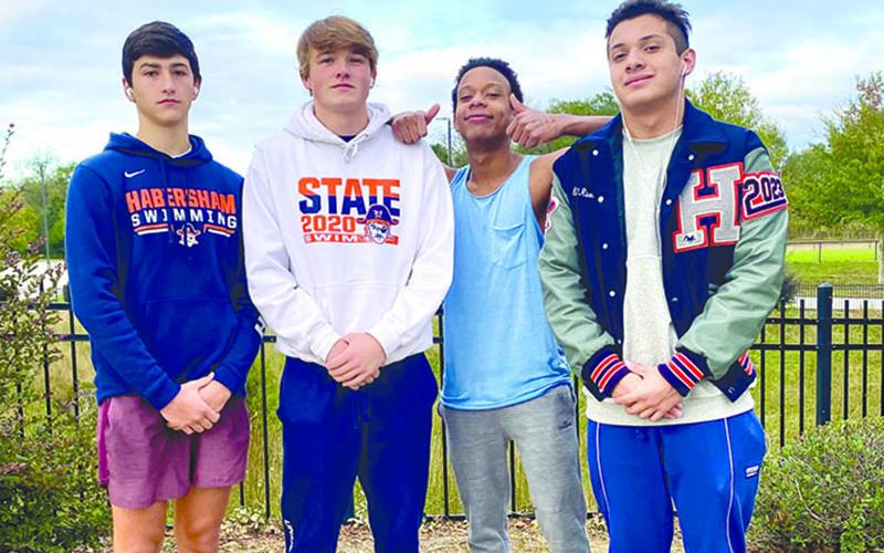 Habersham Central swimmers (from left) Matt Cochran, Haydn Tatum, Obed Miranda Harrigan, and Josh Martinez have already qualified for state after the first swim meet of the season.