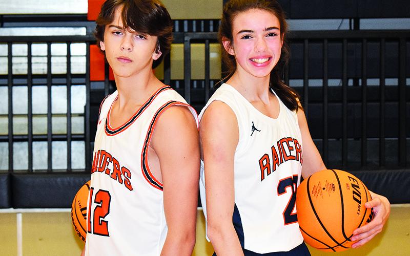 Habersham Central freshmen Brannon Gaines (left) and Kyia Barrett (right) have both made impacts as ninth graders for the Raiders basketball teams with their versatility and high basketball IQs.