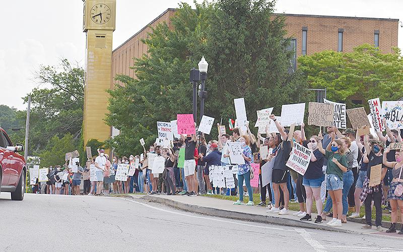 Activists from Habersham County and surrounding areas gathered peacefully June 5 around Clarkesville’s downtown gazebo to speak out against systemic racism and police brutality.