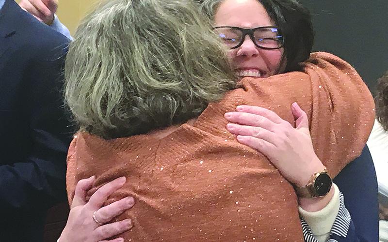 Outgoing Commissioner Natalie Crawford said her good byes after being recognized at the Dec. 21 county commission meeting.