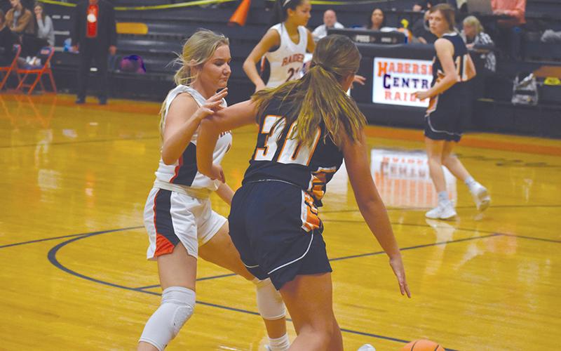 Habersham Central’s Hailey Wade (left) defends a Lakeview player during a game on Jan. 16.