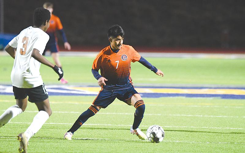 Habersham Central's Jose Guillen handles the ball during an earlier home game. TOM ASKEW/Special