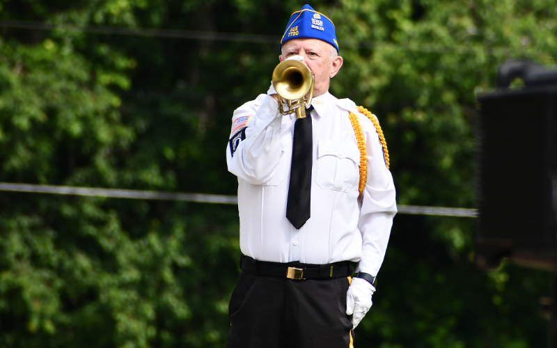 Danny Stephens plays Taps at the VFW Memorial Day event. MATTHEW OSBORNE/Staff