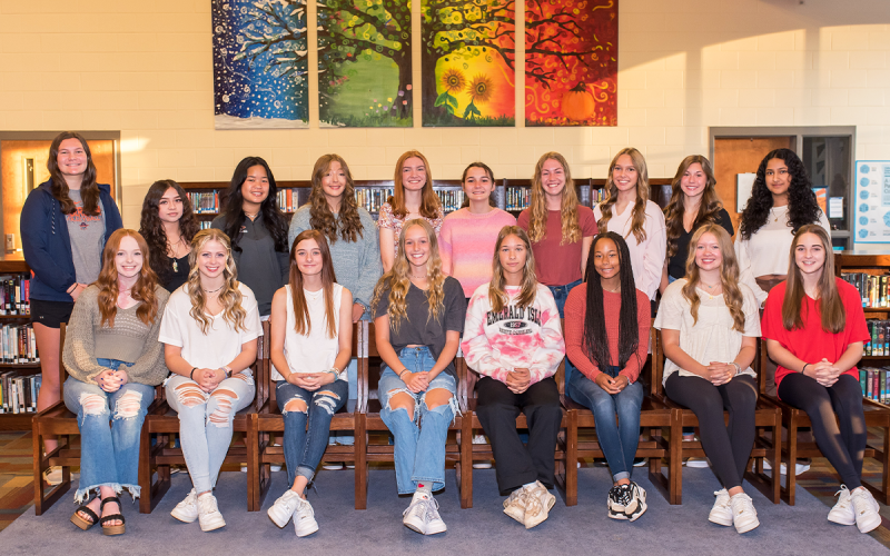 Sophomore homecoming court candidates are (front row, from left) Katelynn LoBuono,  Kinslee Hicks, Maci Williams, Karsen Wade, Ella Diffenderfer, Tiara Turk, Olivia Smith and Molly Tipton. Back row are (from left) Callyn Chosewood, Yareli Martinez Zavala, Jenessa Canseri, Ivy Youngblood, McLean Allen, Macy Smith, Audrey Hotard, Ava Smith, Ava Saxon and Mia Rios. LORI GARY/Submitted