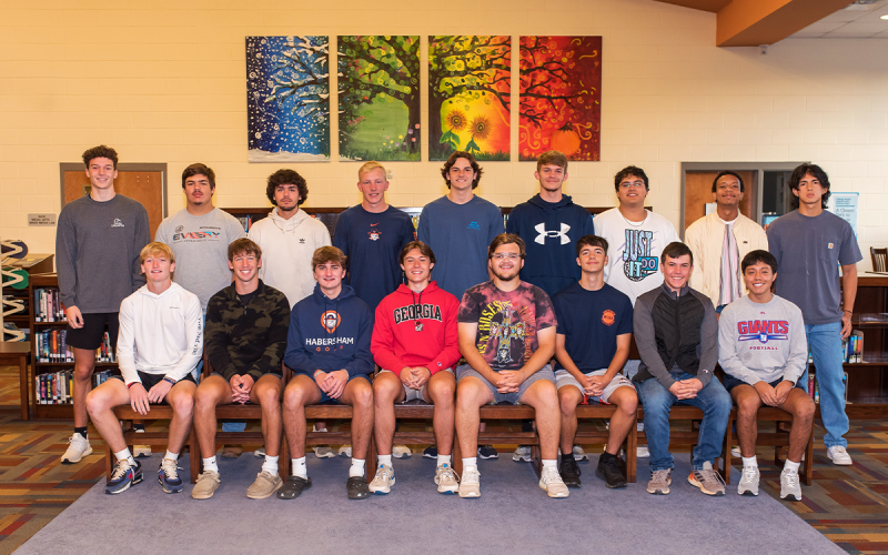 Senior candidates for homecoming king are (front row, from left) Canon Wilbanks, Chase Colbert, Evan Cummings, Eli Brock, Logan Greer, Grayson Means, Hunter Acker and Angel Martinez. Back row are (from left) Cole Gary, Eddie Jenkins, Alex Nava, Blandon Grizzle, Cooper Smith, Caleb Blackburn, Aneesh Mohan, Obed Miranda and Miguel Martinez. LORI GARY/Submitted