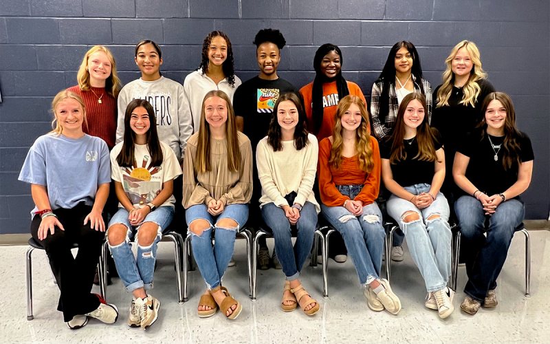Freshman homecoming court candidates are (front row, from left) Maddox Carroll, Megan LaBarbera, Kelsie Campbell, Rainlan Hobson, Ashley Jones, Evie Carswell and Emma-Grace Wright. Back row are (from left) Jazlyn Burke, Daijah Carter, McKenzie King, Emyrie Combs, Tonajha Payton, Perla Barroso Rivera and Kahle Adams. Not pictured is Melissa Orozco Urbina. LORI GARY/Submitted
