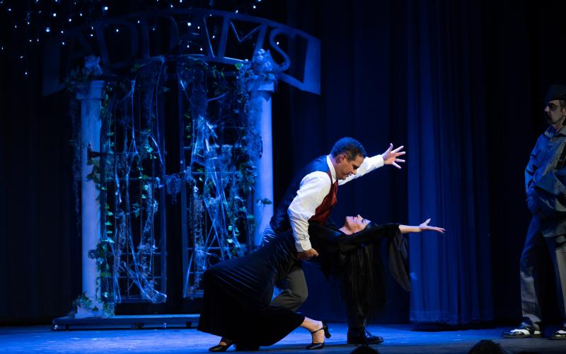 Gomez and Morticia, played by David Shalikashvili and Anna Reed, dance together as part of the final dress rehearsal. ZACH TAYLOR/Special