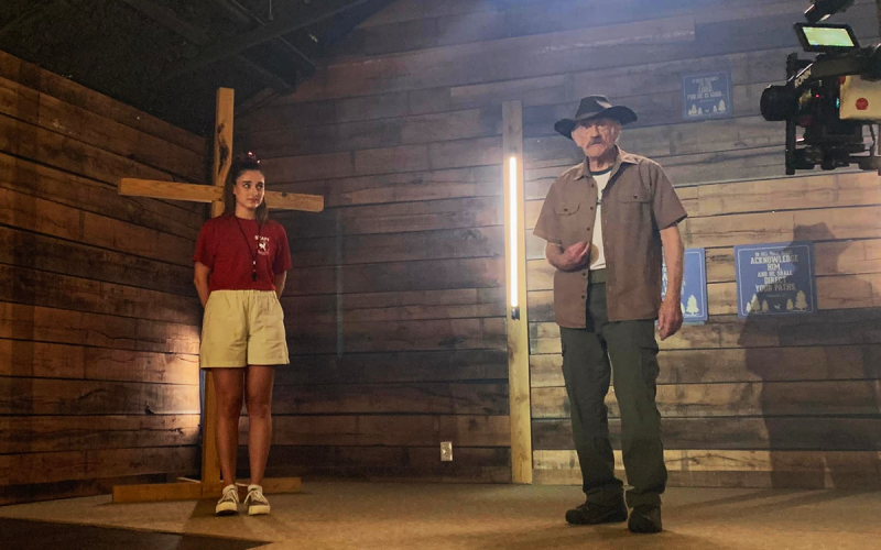 Isabelle Almoyan is shown in a scene with Christopher Lloyd in the soon-to-be-released movie, “Camp Hideout.” SUBMITTED