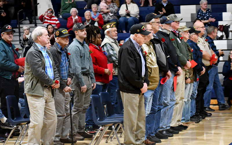 Veterans stand for recognition from Hilliard Wilbanks Middle School. JOHN DILLS/Staff