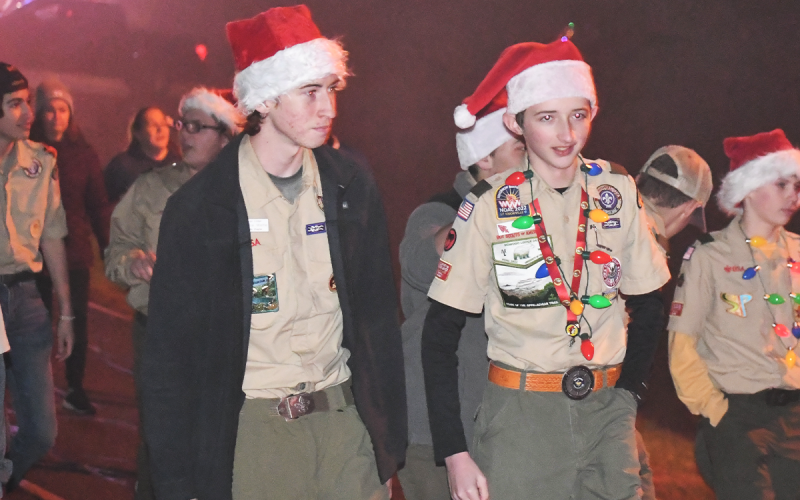 Boy Scouts Matthew Wolfe and Mitchell McGahee walked with Clarkesville’s Troop 5. MATTHEW OSBORNE/Staff