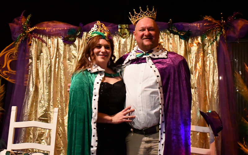 Eric and Mariah Holbrooks were named king and queen of Mardi Gras after finding the baby in their king cake. SAMANTHA SINCLAIR/ CNI News Service