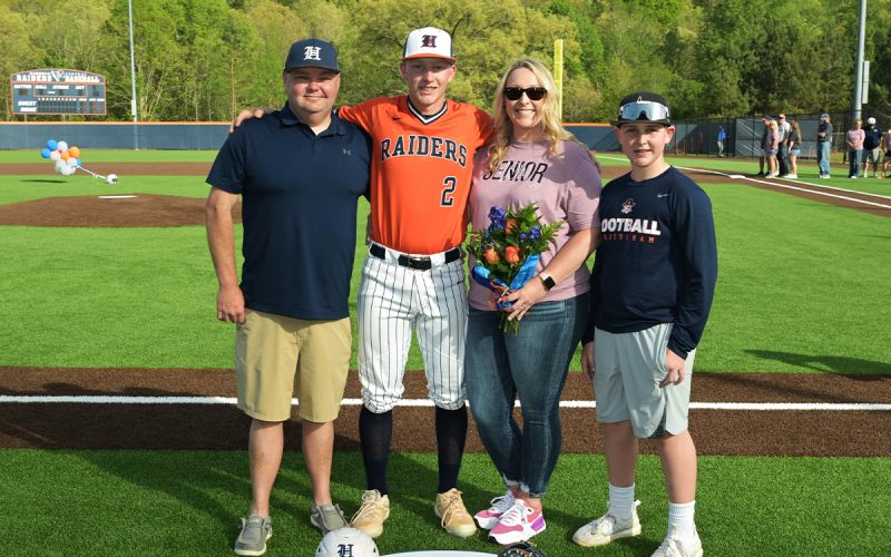 Blandon “Bubba” Grizzle was escorted on  Senior Day by his parents, Amanda and Dean Wood, and his younger brother Bentley. Also in attendance were Blandon’s  grandparents  Phillip and Peggy Wood and grandmother Shirley Ledford. RANDY CRUMP/Special