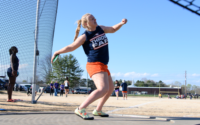 Habersham Central’s Landrey Pike, shown throwing discus earlier this season, is heading for state in the shot put. ZACH TAYLOR/Special