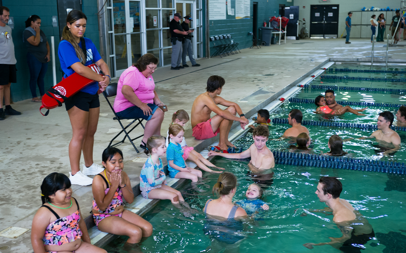 Piedmont swimmers help kids in the pool with floating demonstrations. ZACH TAYLOR/Special