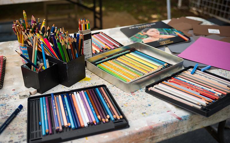 At the 25th-anniversary celebration, Art-Full Barn guests were allowed to test out an array of products, including water-soluble graphite, colored pencils, and watercolor crayons, among other things. ZACH TAYLOR/Special