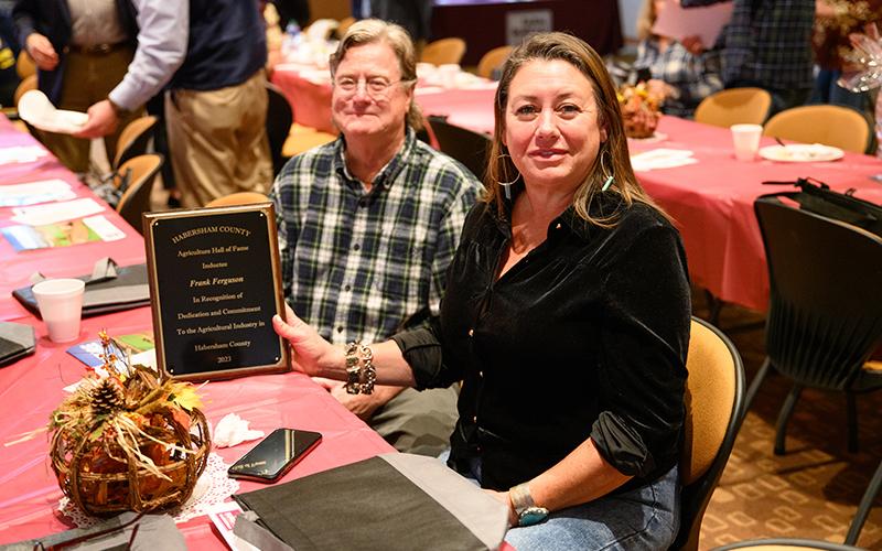 Lisa Amos, owner of Green Hills Farm, receives Frank Ferguson’s Agricultural Hall of Fame Induction Award. ZACH TAYLOR/Special
