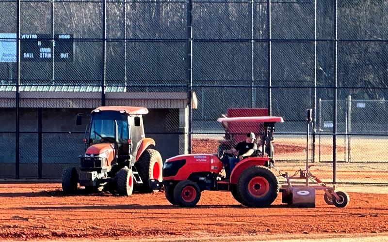 Workers spruce up the youth ballfields in Clarkesville to get them ready for the beginning of youth baseball and softball seasons next week. HABERSHAM COUNTY/Submitted