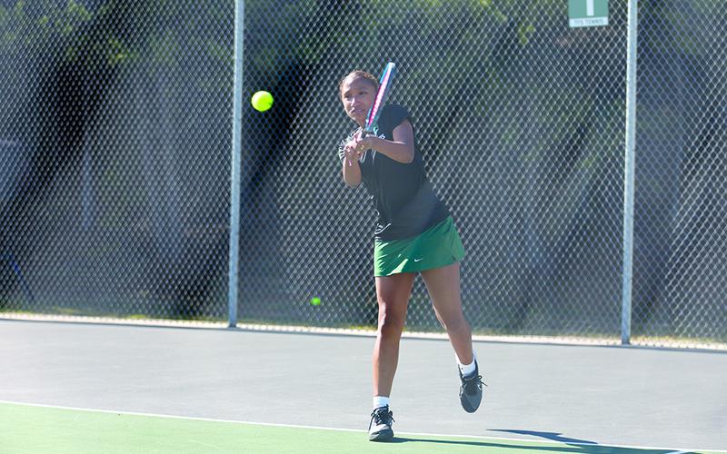 Tallulah Falls’ Ariel Kelsick was not challenged in her No. 1 singles match for the region title, winning 6-0, 6-3 to help the Lady Indians go back to back. TFS  ATHLETICS/Submitted