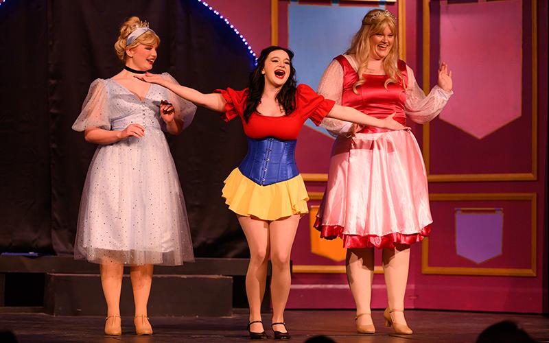Cinderella, Snow White and Sleeping Beauty, played by LeslieAnn Khoury, Zoe Simmons and Molly Fae Nash, host the “Disenchanted” show. “Disenchanted” opened at Habersham Community Theater Thursday night and will perform Friday, April 12, at 7:30 p.m., twice Saturday, April 13 (2 and 7:30 p.m.), and Sunday, April at 2 p.m. The show will repeat the same performance times the weekend of April 18-21. ZACH TAYLOR/Special