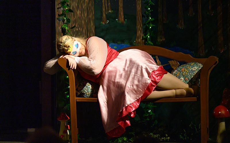  Sleeping Beauty, played by Molly Fae Nash, plays a whimsy and sarcastic version of the slumbering princess in Habersham Community Theater’s Disenchanted. ZACH TAYLOR/Special