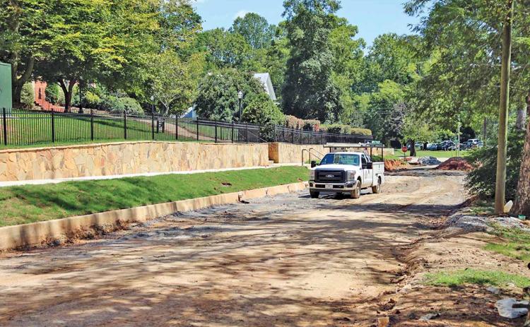 Massachusetts Boulevard has remained under a stop-work order issued by the city of Demorest Aug. 5. The street is adjacent to Piedmont College’s Conservatory of Music, which is expected to be complete in the late fall. (Photo/ERIC PEREIRA)