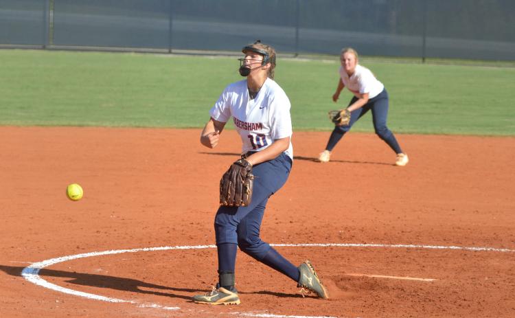 HCHS's Kyla Quiles throws a pitch during a game against Stephens County High School Friday.