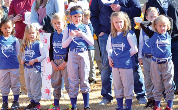 Habersham County Little Leaguers recite the Little League pledge at last year’s  Opening Day.