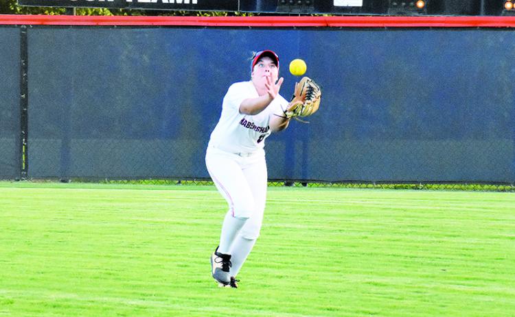 Habersham Central’s Joey Handlos makes a running catch in the outfield on Thursday night against Lanier.
