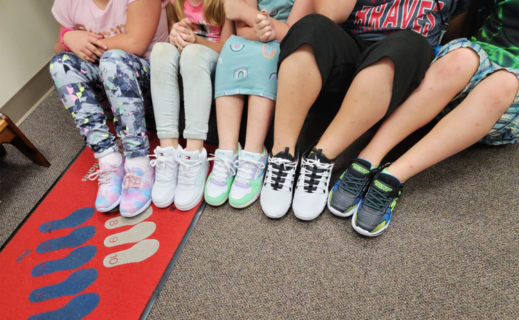 Students at Fairview Elementary who needed shoes were fitted and given a free pair of shoes along with socks thanks to donations made from The Habersham Rotary Club. SUBMITTED