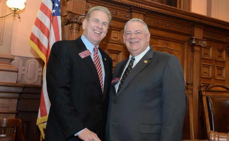Former Georgia Rep. Terry Rogers (left) is shown on the floor of the House with Speaker David Ralston during their time serving together in Atlanta. TERRY ROGERS/Twitter
