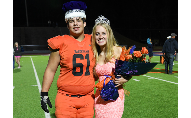 Habersham Central’s king and queen Eddie Jenkins and Haley Vieira finally celebrated together after the Raiders knocked off Apalachee. TOM ASKEW/Special