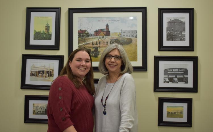 New Clarkesville City Clerk Julie Poole (left) has enjoyed learning from former clerk Glenda Smith (right). EMMA MARTI/Staff