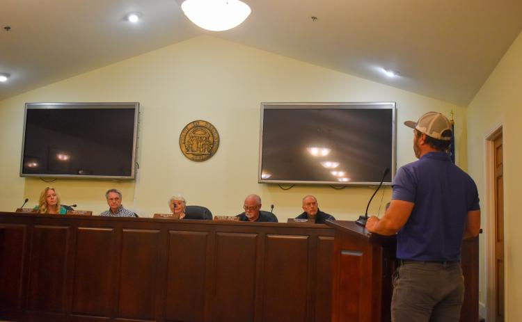 Clarkesville Project Manager Joe Deputy addresses the Mayor and Council on progress being made in his department. EMMA MARTI/Staff