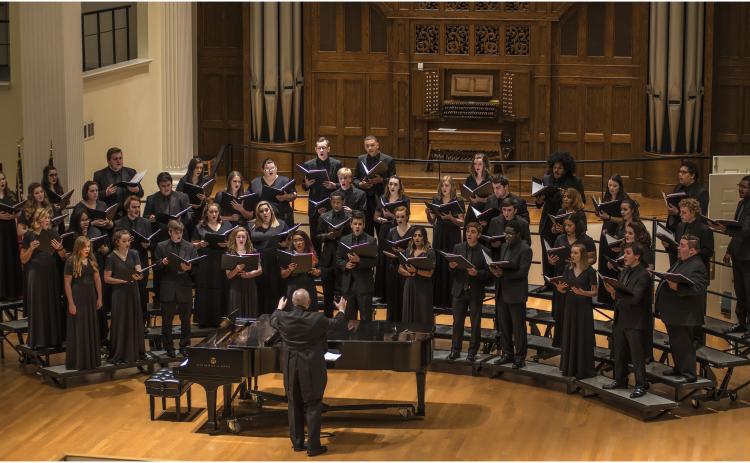 Dr. Wallace Hinson directs the Piedmont Singers, with whom he is taking one final tour. PIEDMONT UNIVERSITY/Submitted