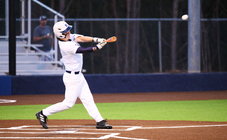 Spencer Frady pinch hits with a double deep into left-center field against North Forsyth  earlier this season. ZACH TAYLOR/Special