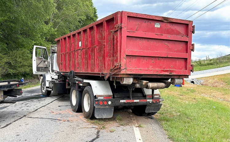This dump truck started a five-car crash Tuesday that killed a man and his adult grandson, according to the Georgia State Patrol. HABERSHAM COUNTY/Submitted