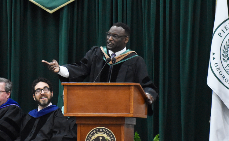 Former Habersham Schools principal Dr. Octavius Mulligan was announced as Piedmont University’s next Dean of the College of Education at the Spring 2023 Commencement, where he was also the guest speaker. EMMA MARTI/Staff