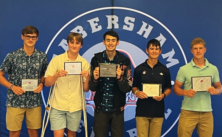 Habersham Central boys tennis honorees (from left) include Kevin Wonders, Sam Hamilton, Bobby Ray Wallace, Josh Burris and Lije Smith. ROB WALLACE/Submitted