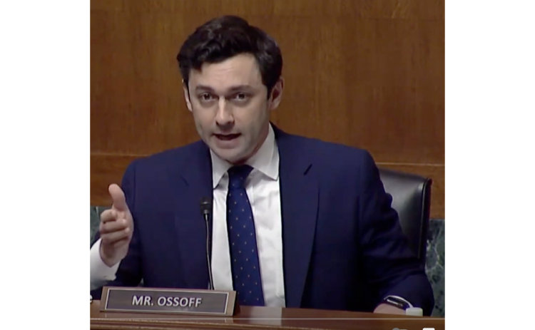 U.S. Sen. Jon Ossoff (D-Ga.) speaks at Congressional hearings on Artificial Intelligence earlier this week. JAKE BEST/Submitted 