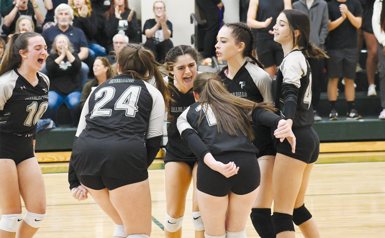 Tallulah Falls’ volleyball team (celebrating a point during the state semifinals) won the state championship in 2022. FILE