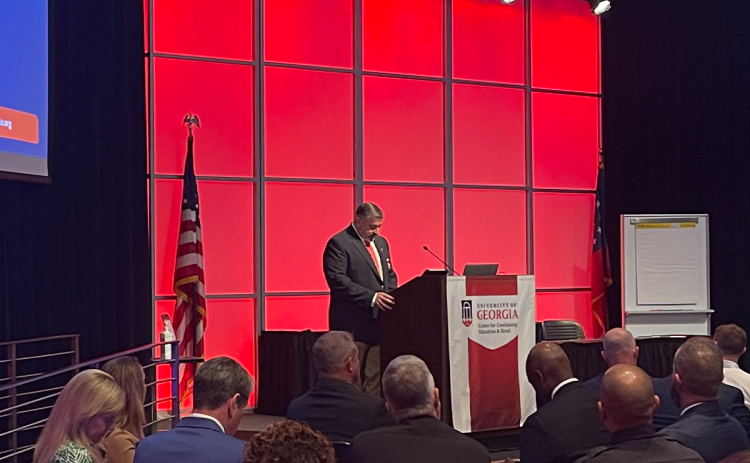 Habersham County Director of Schools Safety Murray Kogod speaks earlier this year at the Georgia Association of School Resource Officers convention. SUBMITTED