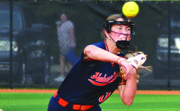 Habersham Central’s Emily Diffenderfer fires to first base against Rabun County. ENOCH AUTRY/CNI News Service