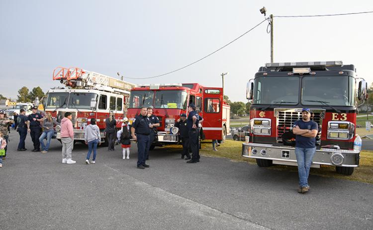 Fire trucks from municipalities in Habersham County sit at the Habersham E-911 event in October. ZACH TAYLOR/Special