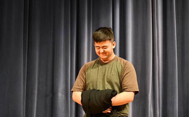 Kyran Phasavong fails to hold back his excitement after winning the Habersham County Scripps Spelling Bee on Wednesday. JULIANNE AKERS/Staff