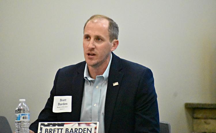 Brett Barden speaks at the Farm Bureau political forum.