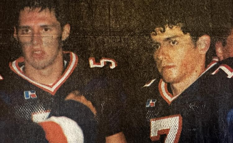 Habersham Central’s Chet Sanders (right) and teammate Heath Barrett gather after the last home game of the 2002 season. FILE