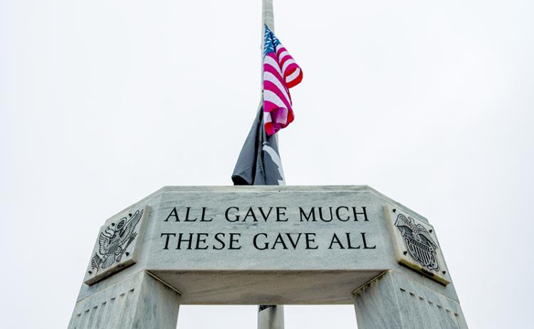 American and Prisoner of War/KIA Flags fly at half-staff at the KIA Memorial in Clarkesville in honor of those who gave all. ZACH TAYLOR/Special